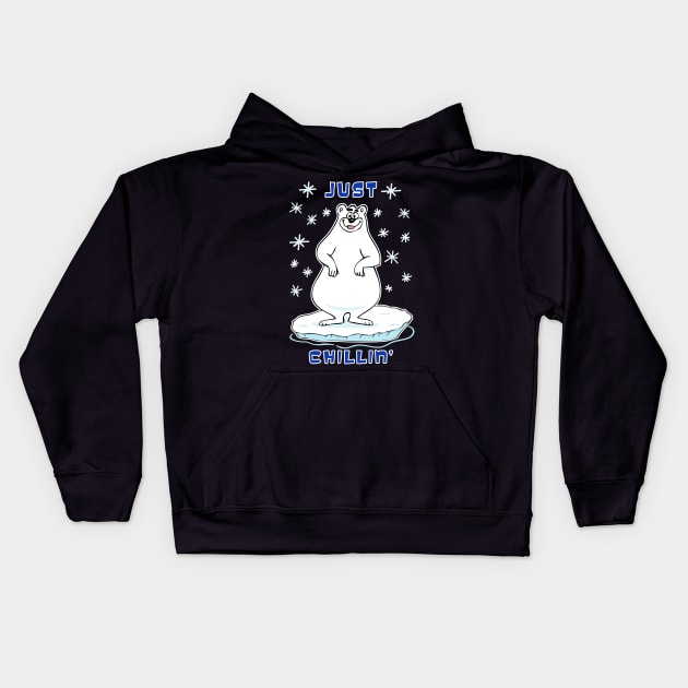 Just Chillin' Polar Bear Kids Hoodie by headrubble